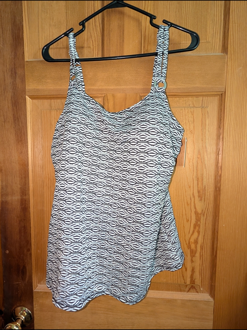 Croft & Barrow Black & White Geometric Swim Tankini Top, 1X, NWT